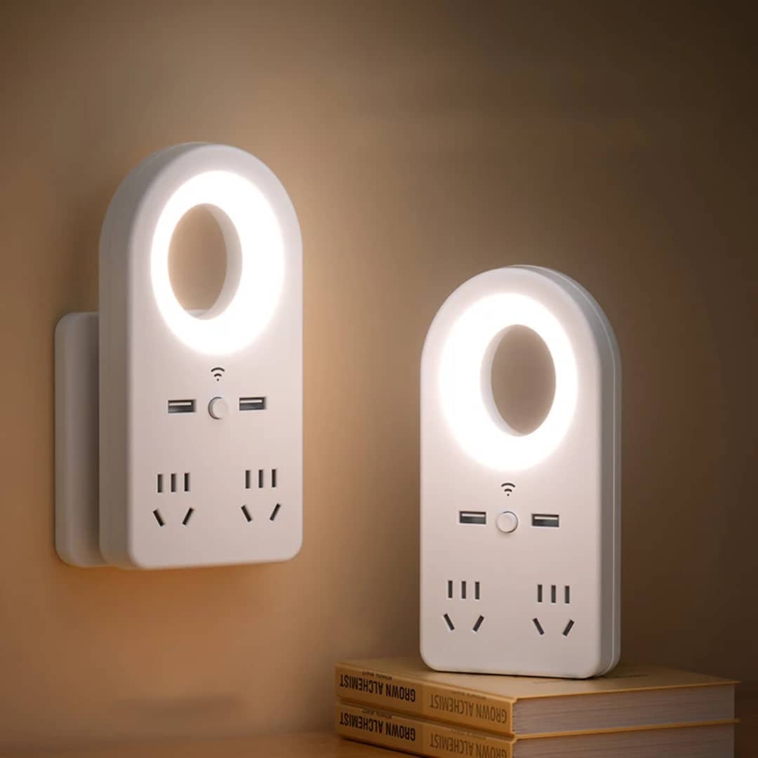 Multiprise murale intelligente avec veilleuse LED et ports USB